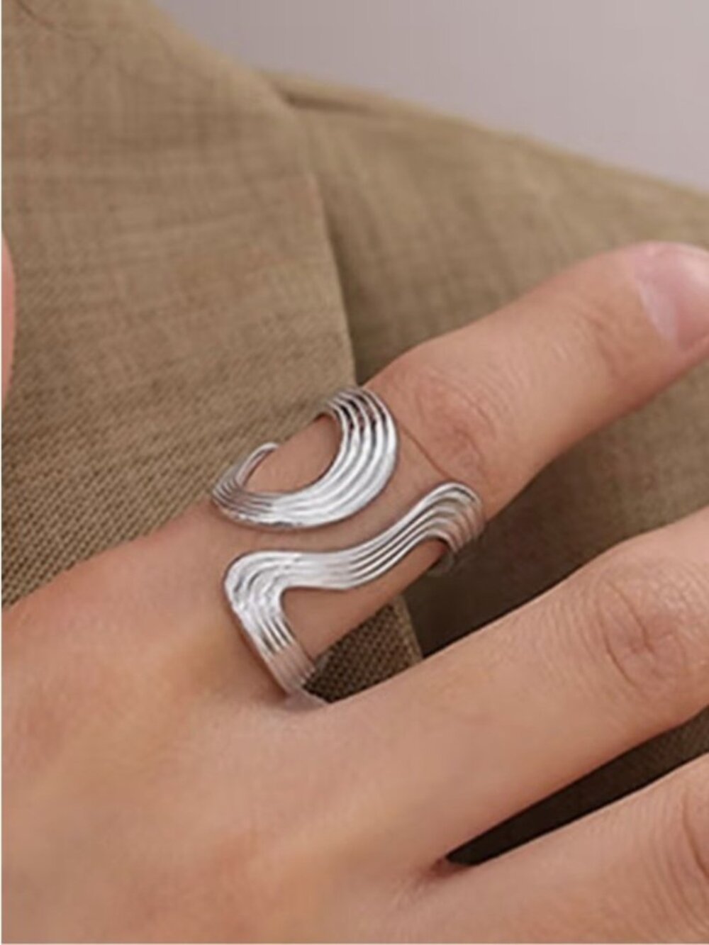 Modern Sculptural Wave Wrap Ring